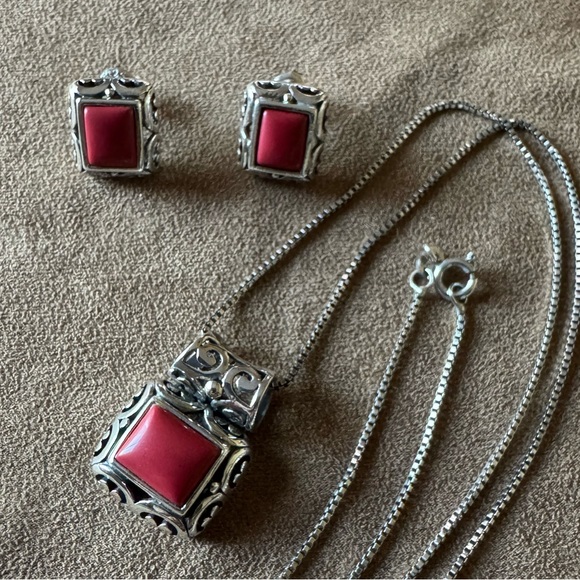 Sterling Silver Necklace and Earring Set - Picture 4 of 7